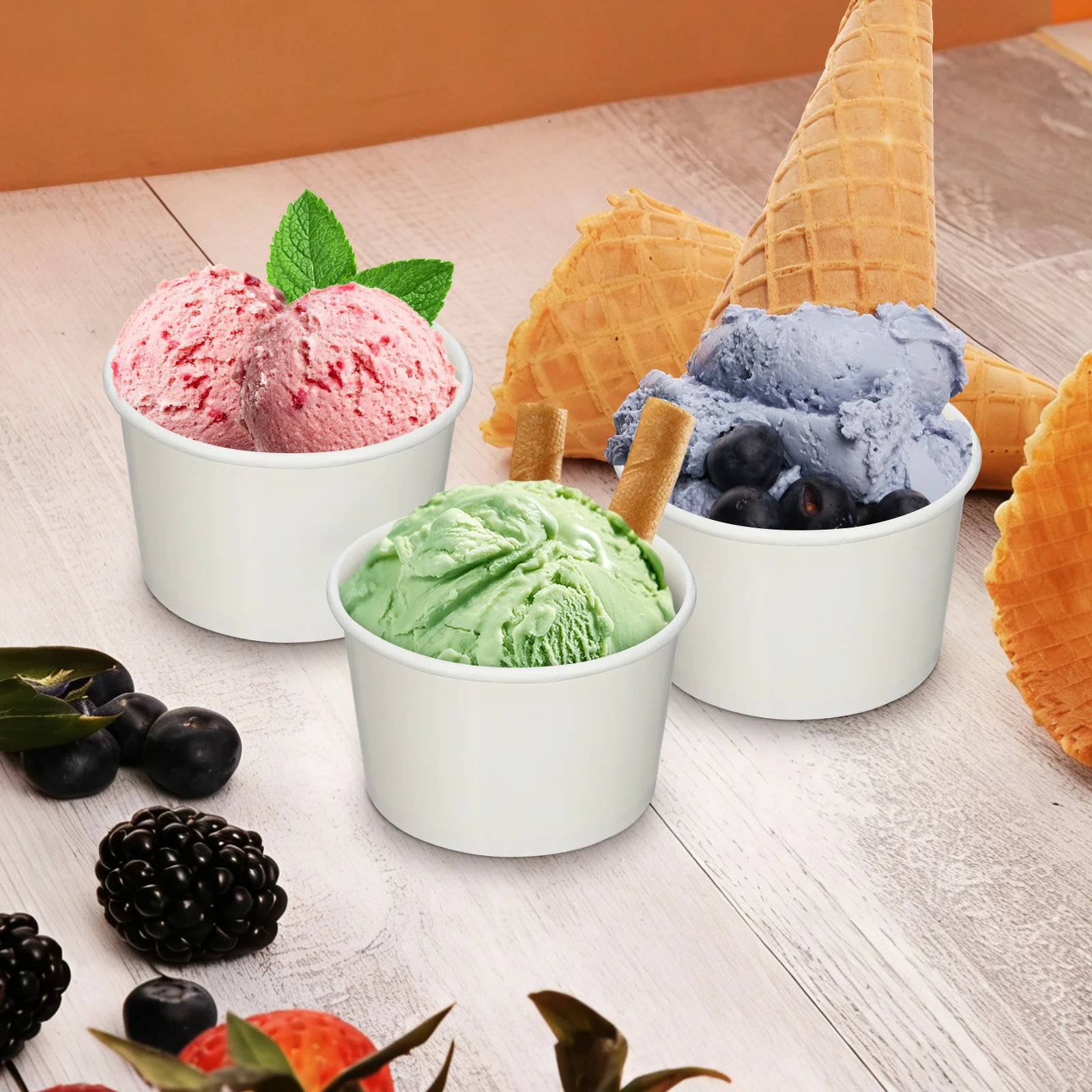 

100pcs Sundae Dessert Cups for Ice Cream Pudding Cake Yogurt Jelly Disposable Paper Appetizer Containers Snack Party Supplies