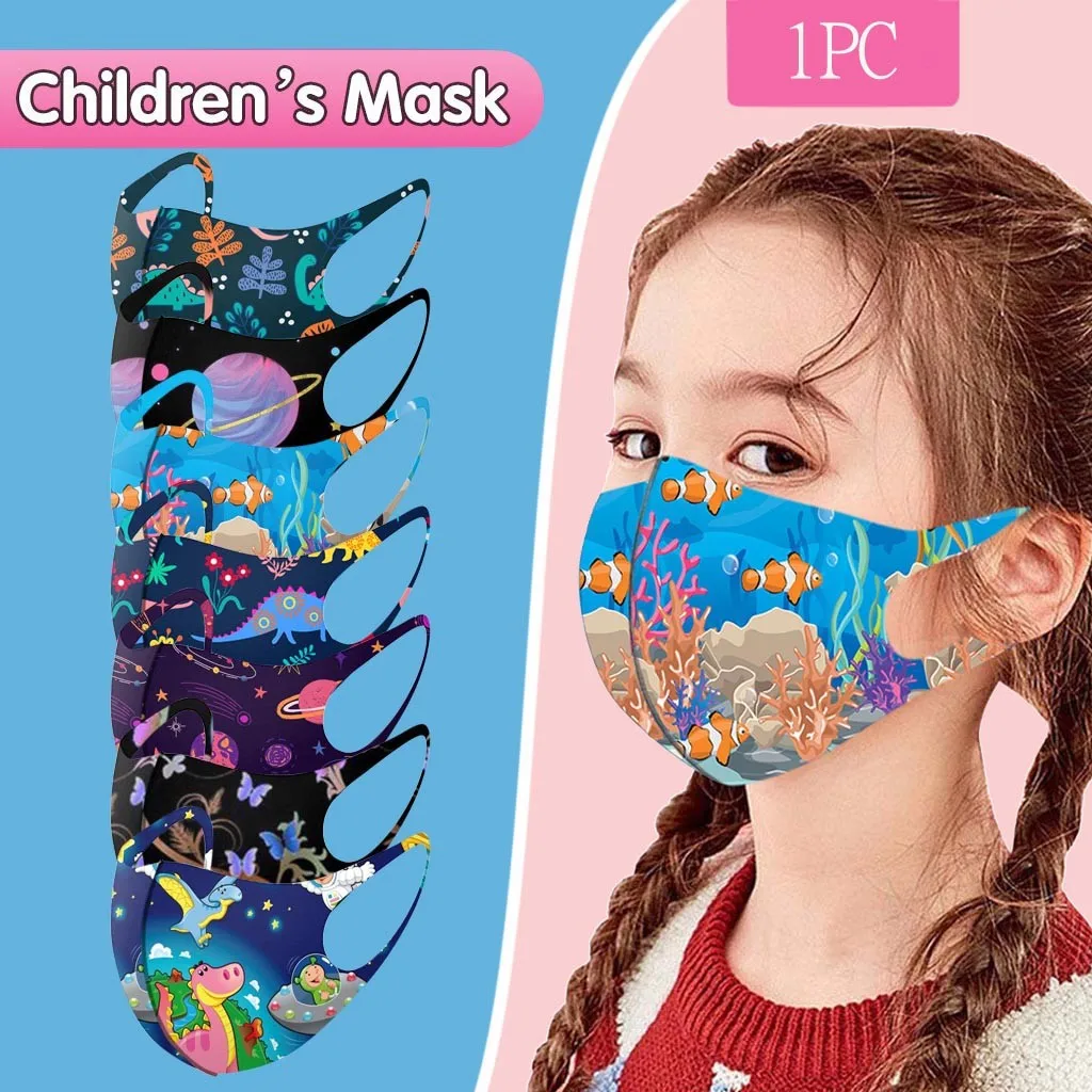 1pc Children'S Windproof Reusable Cotton Printed Protective Mask Essential Comfortable Mask For Long-Distance Travel маска