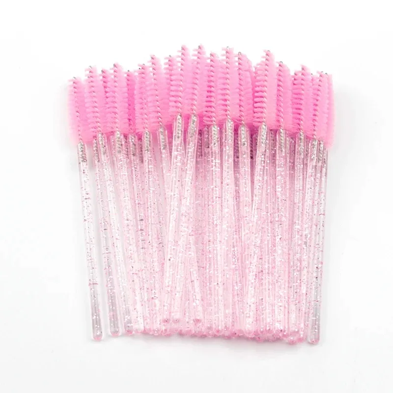 50Pcs Wholesale Crystal Eyelashes Brush Applicator Eyelash Brushes Plastic Mascara Wand Lashes Extension Makeup Tools