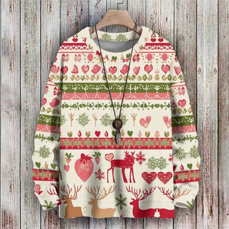 Suéter del día de Navidad con estampado 3D para hombres/mujeres, sudadera unisex de invierno de manga larga, jersey, prendas de vestir exteriores de moda