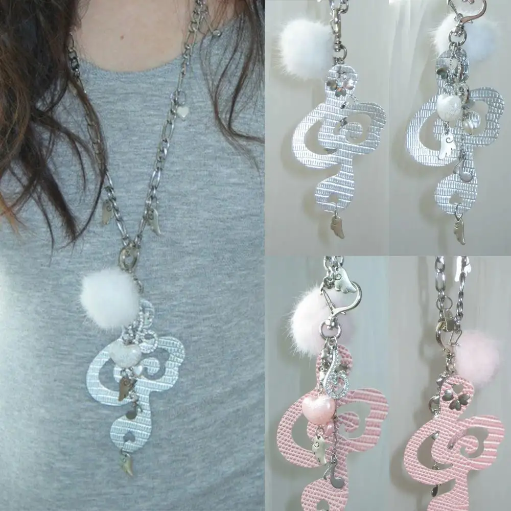 

Sweater Chain Pendant Necklace Multi-purpose Hanging Chain Bag Pendant Pants Chain Furball Musical Notes Personalized Decor