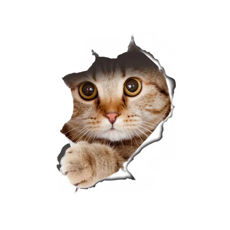 Vinyl Waterproof Cat Dog 3D Wall Sticker Hole View Bathroom Toilet Living Room Home Decor Decals Poster Cute Animals Wall Paper