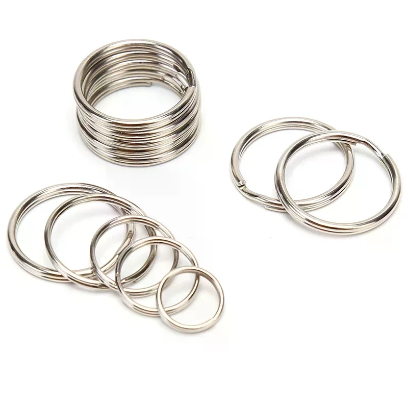 100pcs/lot Key Rings DIY Metal Key Holder Split Rings Hoop Metal Loop Keychain