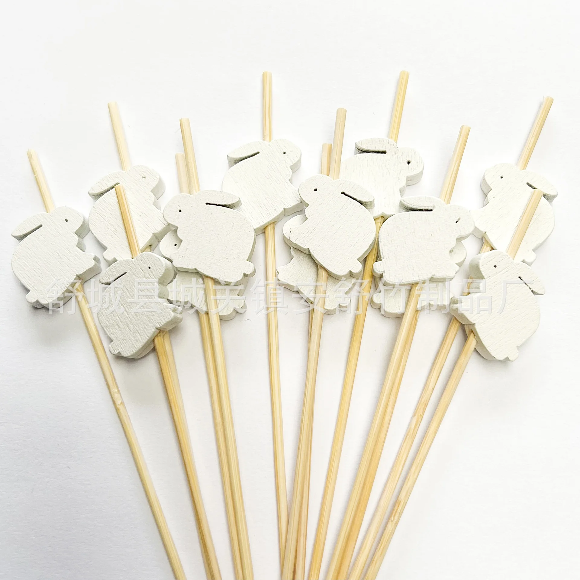 100pcs Easter Rabbit Bamboo Skewer Cocktail Picks Cupcake Topper Disposable Food Dessert Toothpicks Fruit Sticks Party Supplies