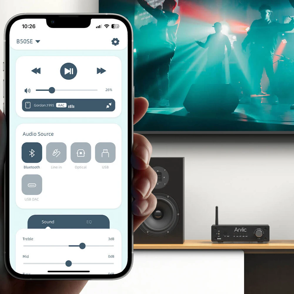 

Arylic B50 SE Bluetooth Stereo Power Amplifier: 50W × 2 Output Supplies Powerful, Balanced Audio for Wireless Home Audio Devices