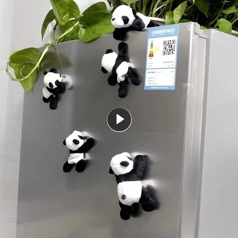 Cute Soft Plush Panda Fridge Magnet Refrigerator Sticker Animal Cartoon Wall Stickers Kids Toys Souvenir Gifts Home Decoration