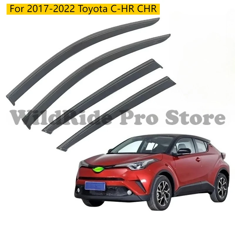 

Car Window Visors for 2017-2022 Toyota C-HR CHR 4-Piece Tape-On Side Window Vent Deflectors Rain Guard