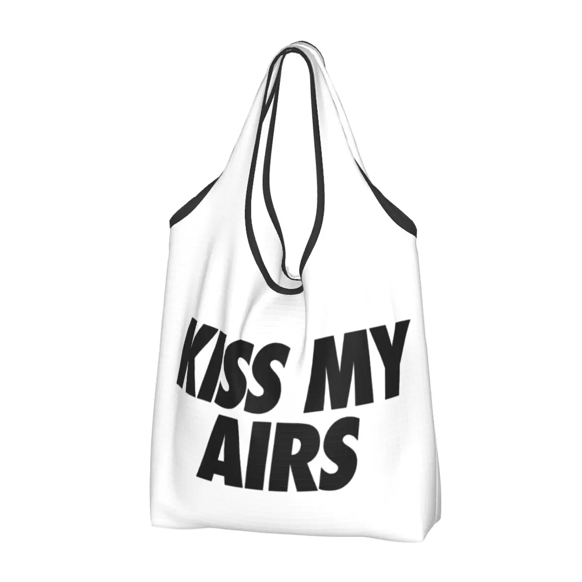 Reusable Kiss My Airs Shopping Bag Women Tote Bag Portable Grocery Shopper Bags