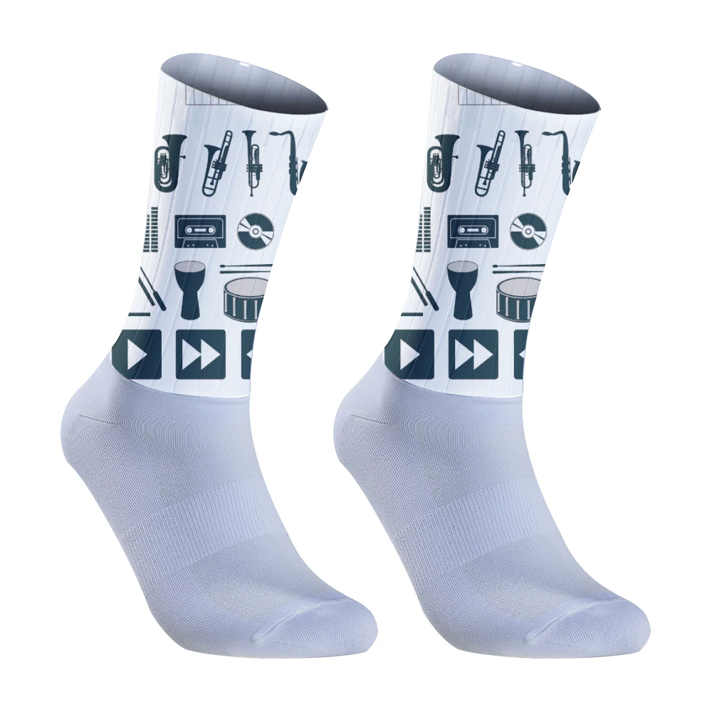 Chaussettes de cyclisme coordonnantes sans couture pour vélo de route, chaussettes de compression de vélo en plein air, chaussettes de sport, nouveau, 2024