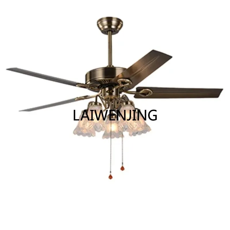 MJY home living room dining room industrial style retro ceiling fan with lamp black