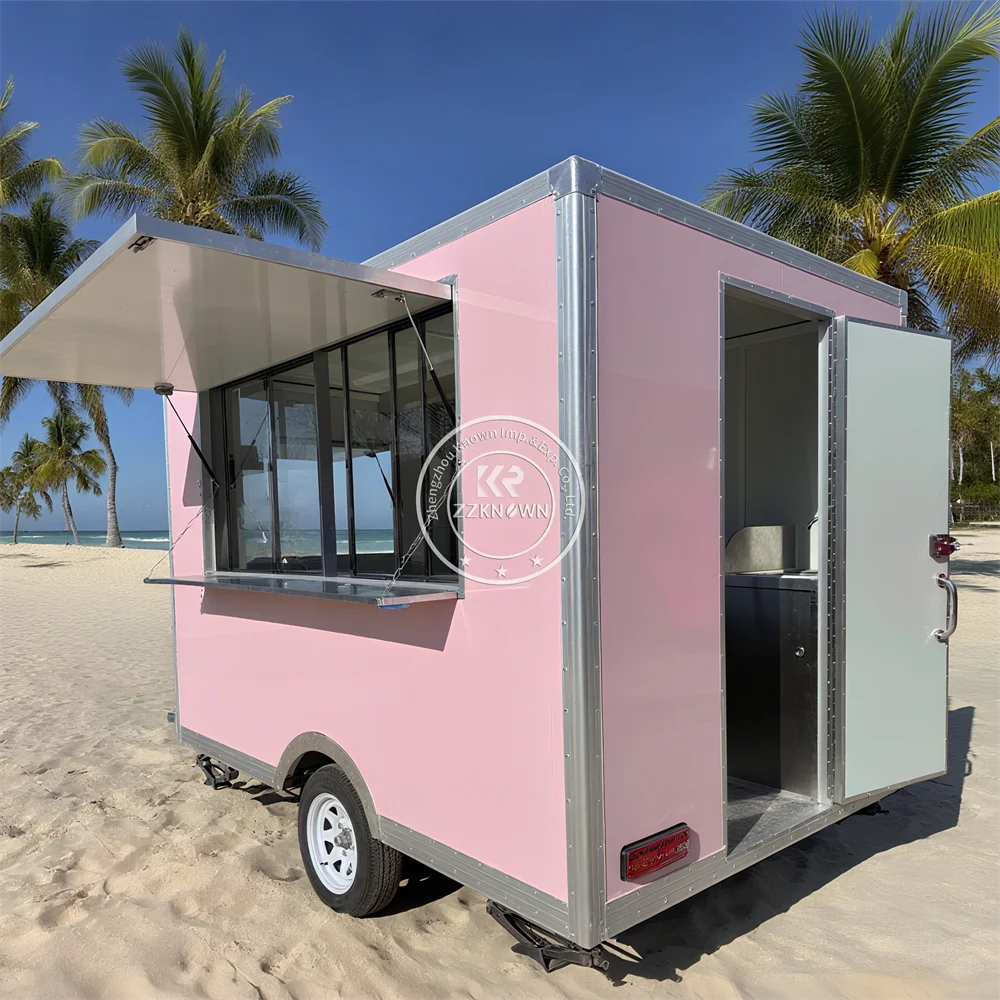 

Коммерческий грузовик для общественного питания из нержавеющей стали, грузовик для закусок, барбекю, грузовик для фаст-фуда, полностью оборудованный мобильный прицеп для еды с полной кухней