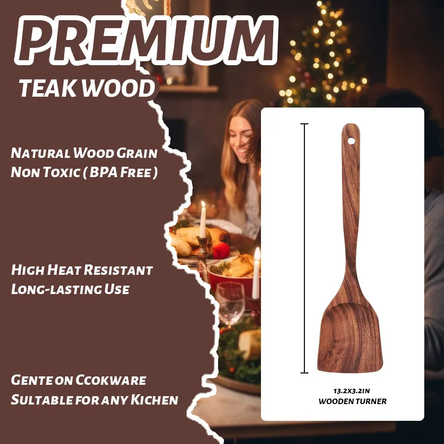 

1PC-Wooden spatula for non-stick pan; special wooden cooking utensil for home kitchen use; anti-scalding spatula