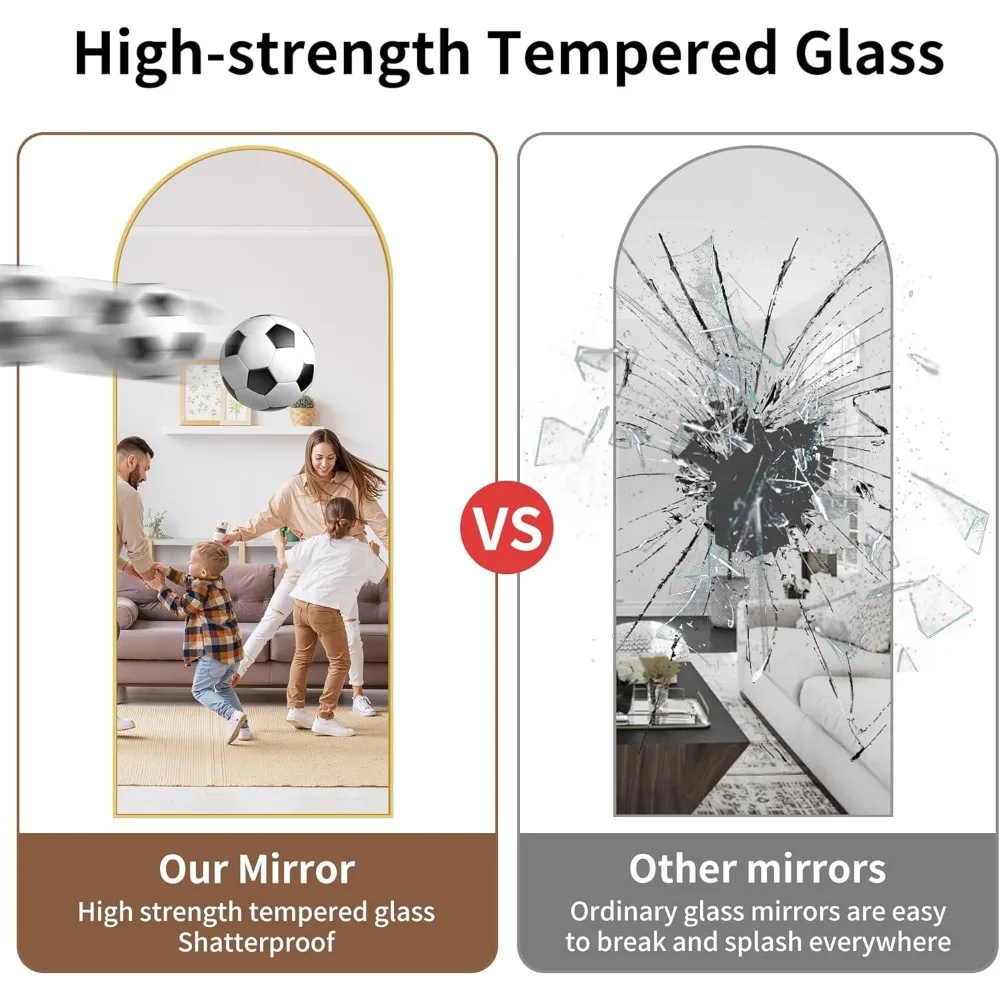 Floor Standing Full Length Mirror with Aluminum Frame, 68x22 Inches, for Hanging or Leaning, Perfect for Home and Dressing Rooms