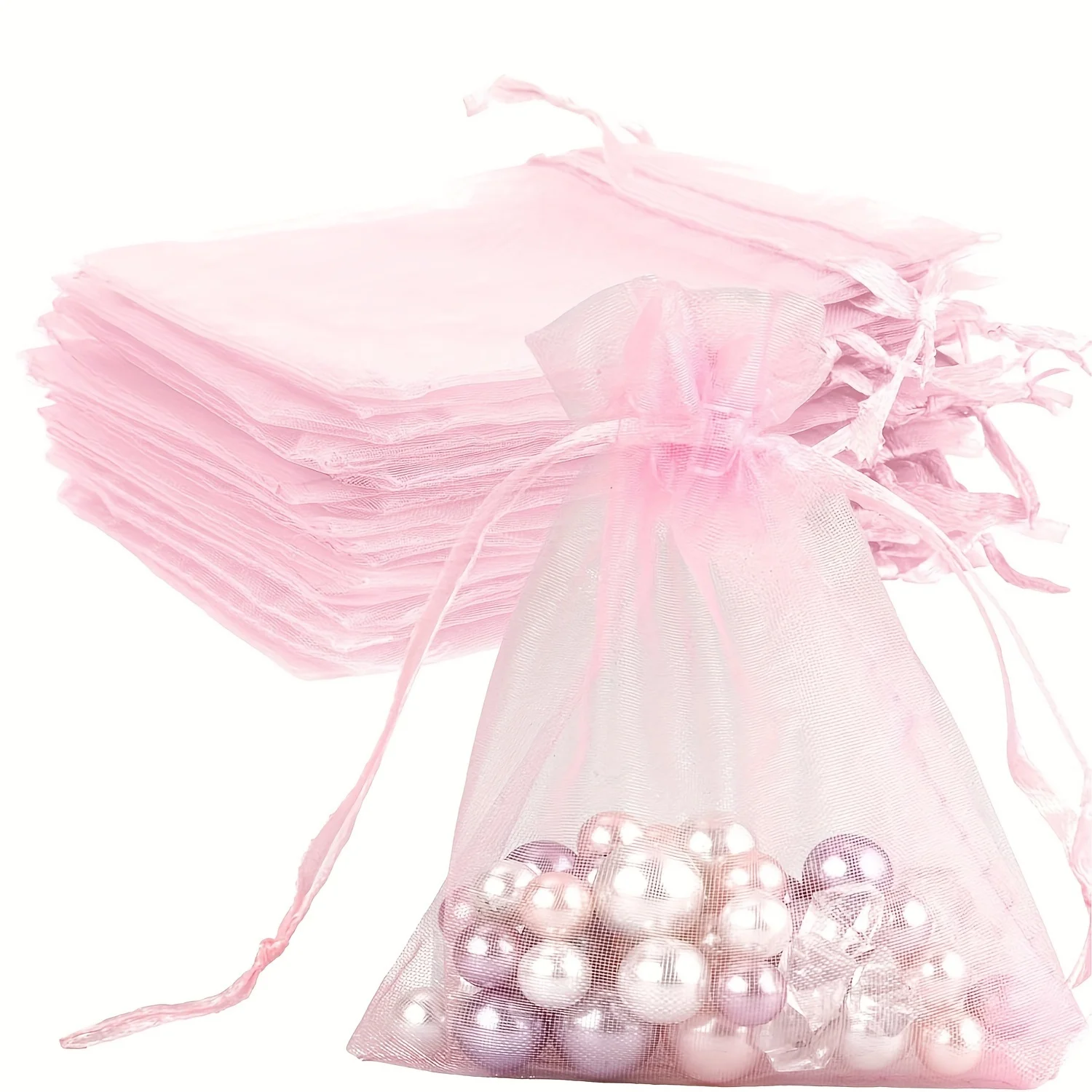 50/100pcs Organza Gift Bags  - Drawstring Gift Bags for Jewelry Soap Makeup Party Favors and More Transparent Organza Bag