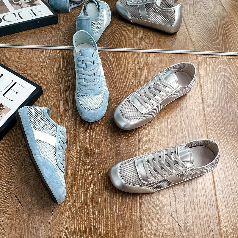 

Кожаные стельки из свиной кожи Dexun: Новые женские дышащие спортивные кроссовки Forrest Gump на шнуровке для лета