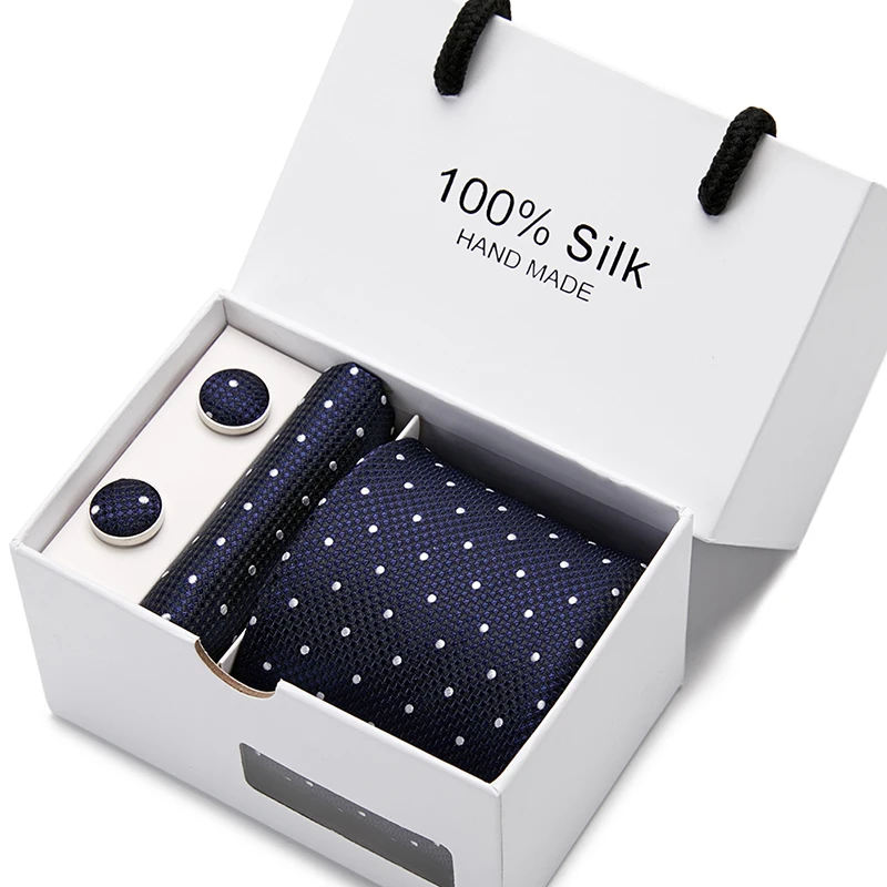 

Top grade Silk Woven Wedding Present Tie Pocket Squares Cufflink Set Necktie Box Suit Accessories Men Fit Group