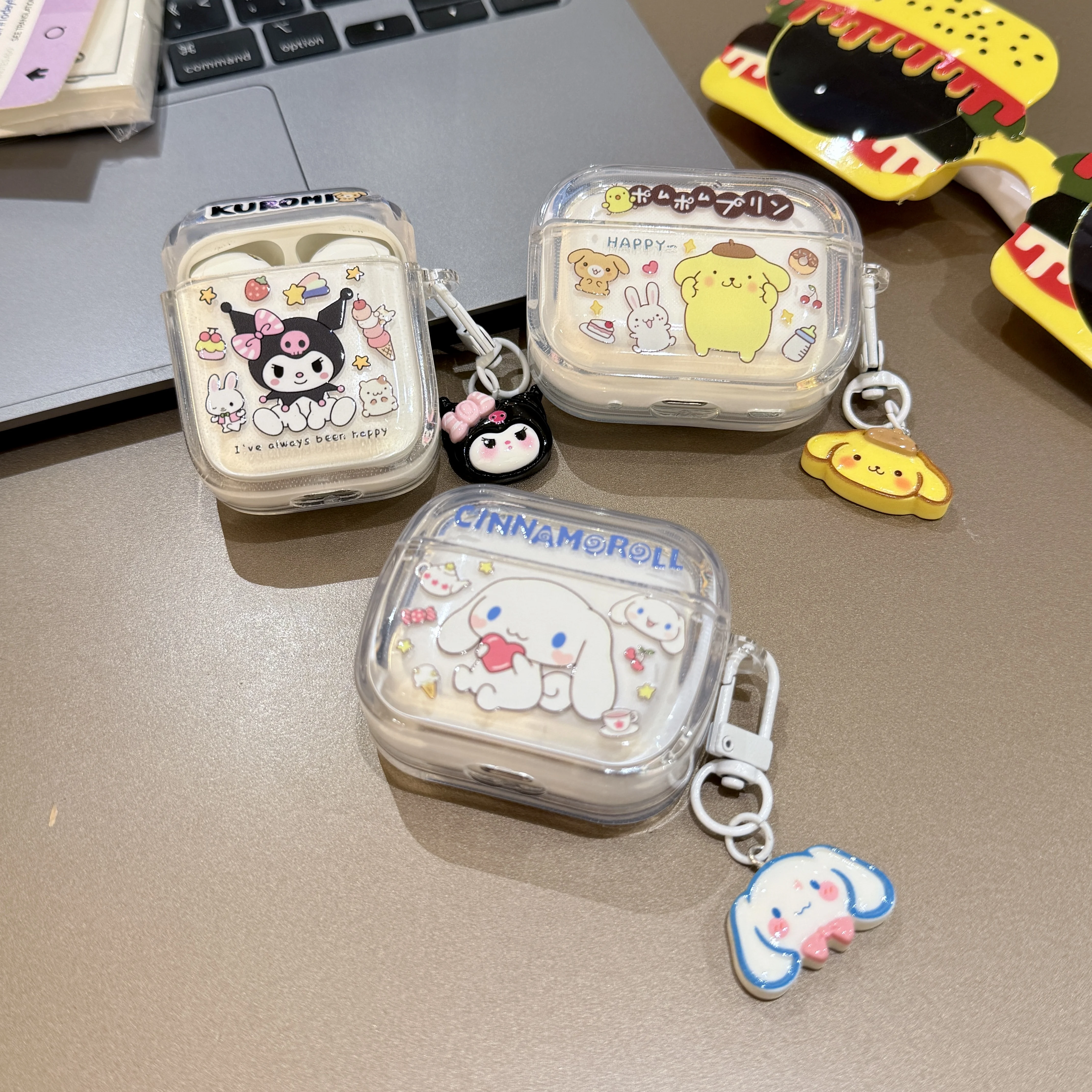 

Comfortable Case Sanrio For Pom Pom Purin Kuromi Cinnamoroll Cartoon Cute Anti-drop Headphone Case For Airpods 4,1,2,3,Pro,Pro 2