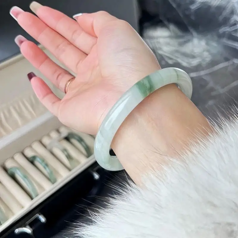 Ice Transparent Imitation Jade Bracelet Smooth Polished Perfect For Daily Wear Elegant Gift For Women