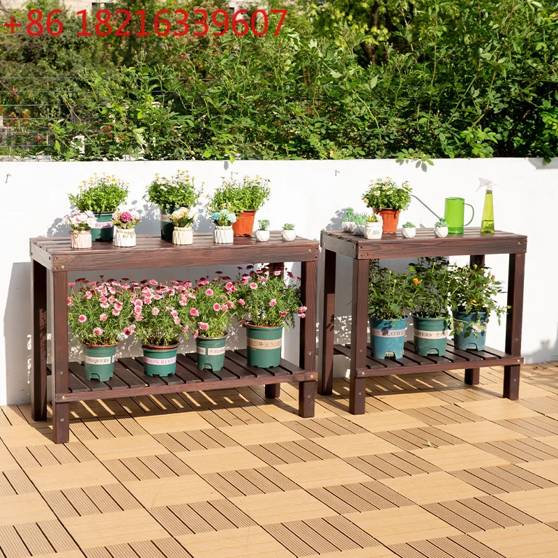 

Подставка для цветов на балконе, двухслойная консервирующая деревянная подставка для цветочного горшка из сочного цельного дерева, многослойная подставка для цветов в аквариуме