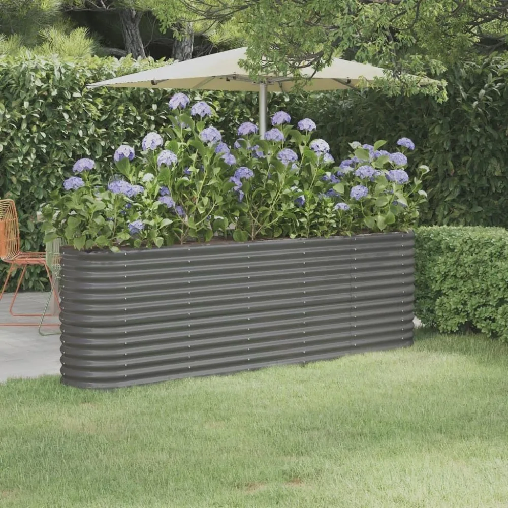 

Sturdy Oval Garden Raised Bed for Planting, Powder-Coated Steel, Ample Space 88.2"x15.7"x26.8", Gray