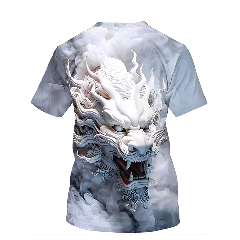 Fashion Chinese Dragon 3D Print Men\'s T-shirts Thin O-neck Short Sleeve Summer Tshirt Man Plus Size Loose Street Casual Tee Tops