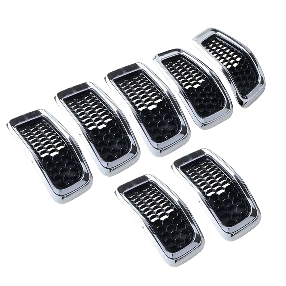 

7Pcs Front Bumper Grille Wear Resist Front Grille Honeycomb Mesh Breathable Grill Cover Trim Decor For Jeep Cherokee​ 2014-2018