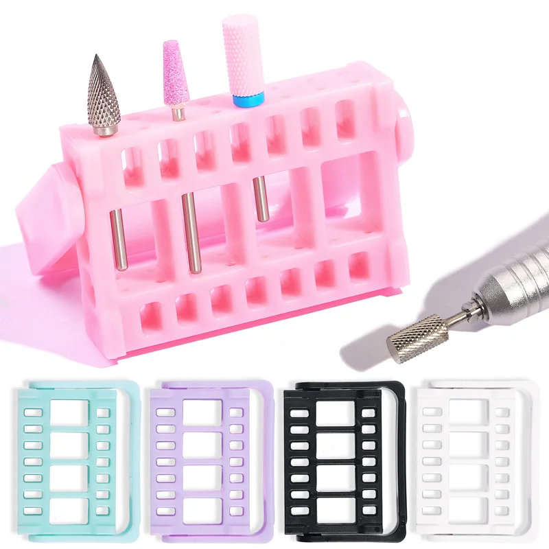 

16 Holes plastic Nail Art Grinding Head Bit Holder Displaying Storage Box Nail Drill Bits Holder Container Stand Display Rack