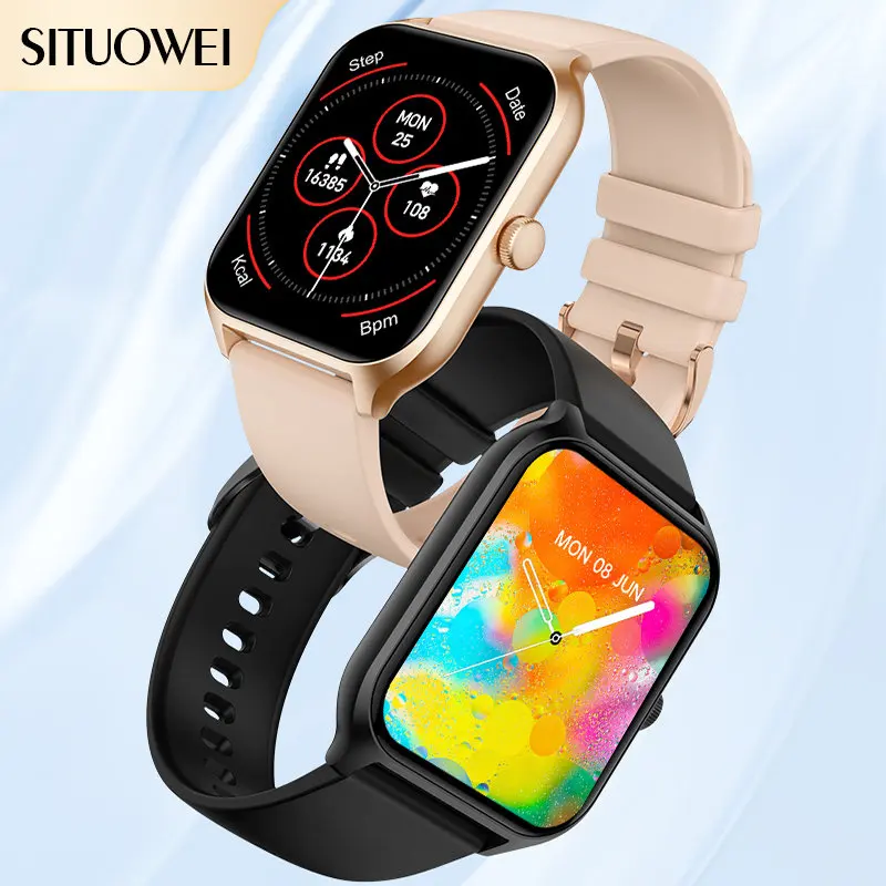 SITUOWEI Smartwatch 1.96 inch Full Touch Screen Bluetooth Call Blood Oxygen Heart Rate Monitor Smart Watch For Men Women 2023