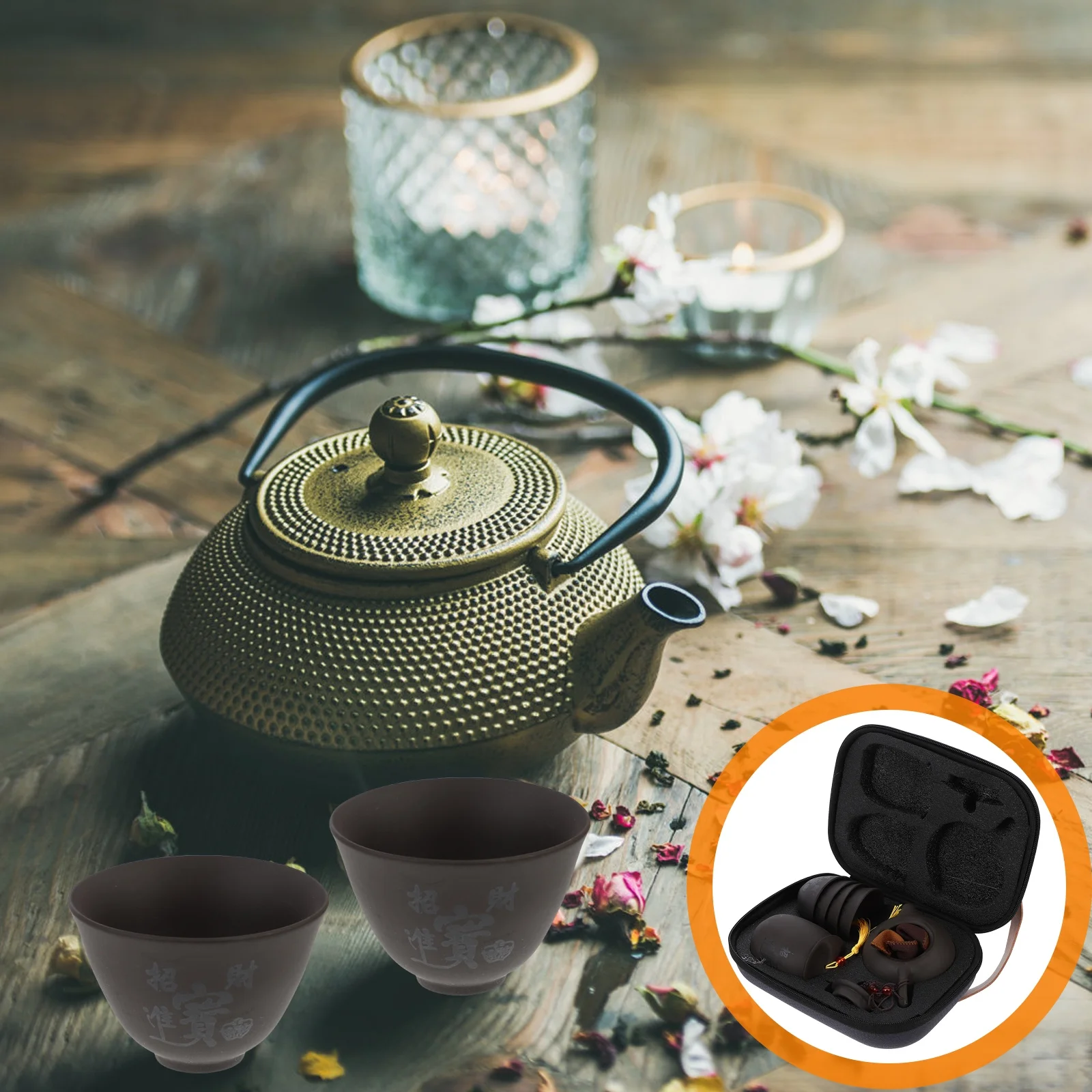 

1Set Premium Purple Clay Travel Tea Set Portable Home Office Teapot Kit Easy Clean Gift Bag Included Purple Clay Tea Set