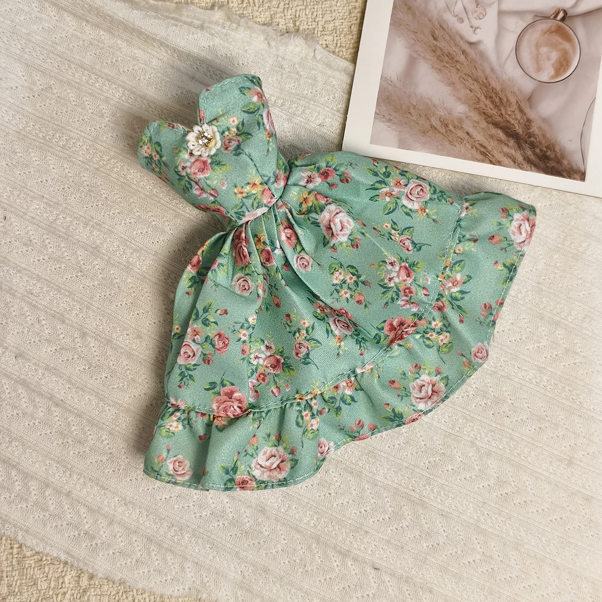 

French Retro Floral Dress Mint Green Rose Elegance Dress For 1/6 FR Babi Xianxian Supermodel Doll DIY Dress Up Clothes Part