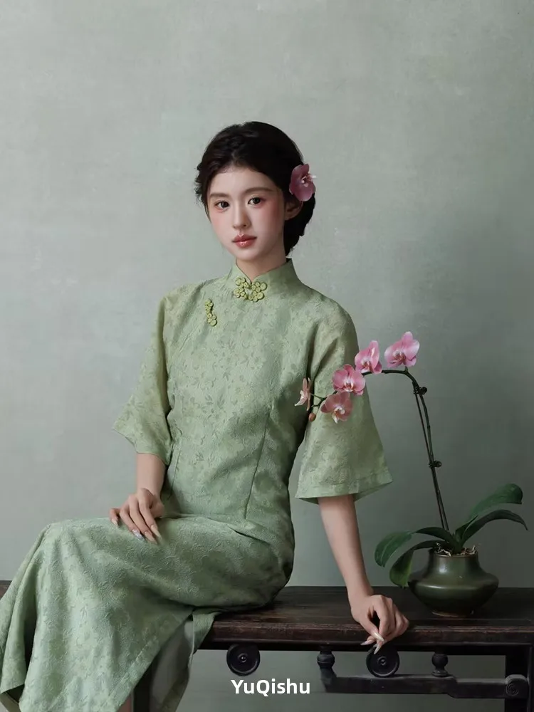 

Retro Green Portrait Photography Studio Artistic Clothing Eastern Aesthetic New Chinese Style Spring Summer New Arr...