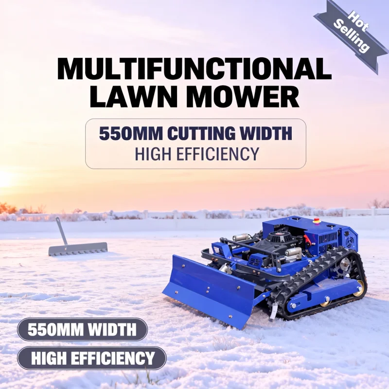 Cortacésped teledirigido todo terreno personalizado: robot autopropulsado de giro cero con pala para nieve y precio con descuento