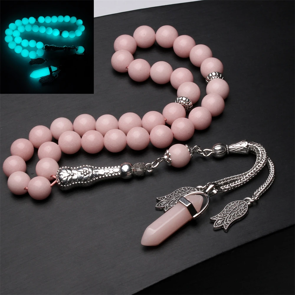 

luminous stone tasbih tasbeeh gift Islamic Tesbih islamic prayer beads misbaha tassels glow in dark Muslim rosary beads sibha