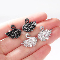 New Exquisite Super Sparkling Light Luxury Full Zirconia Swan Earrings Classic Versatile Fashion Style Earrings