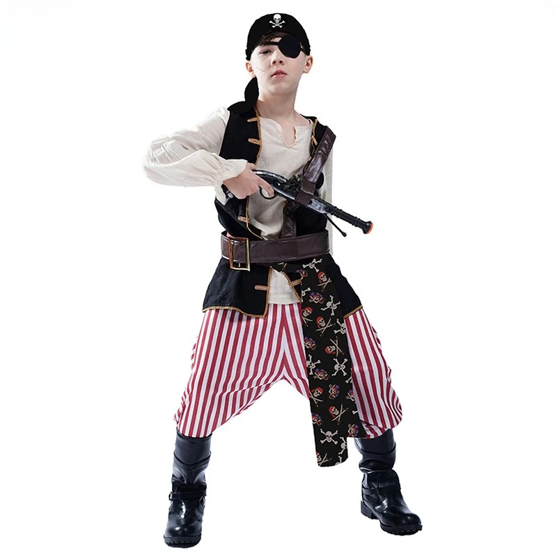 فساتين حفلات الهالوين أزياء تنكرية للمسرح أزياء مسرحية للأطفال أزياء القراصنة الصبي الصغير