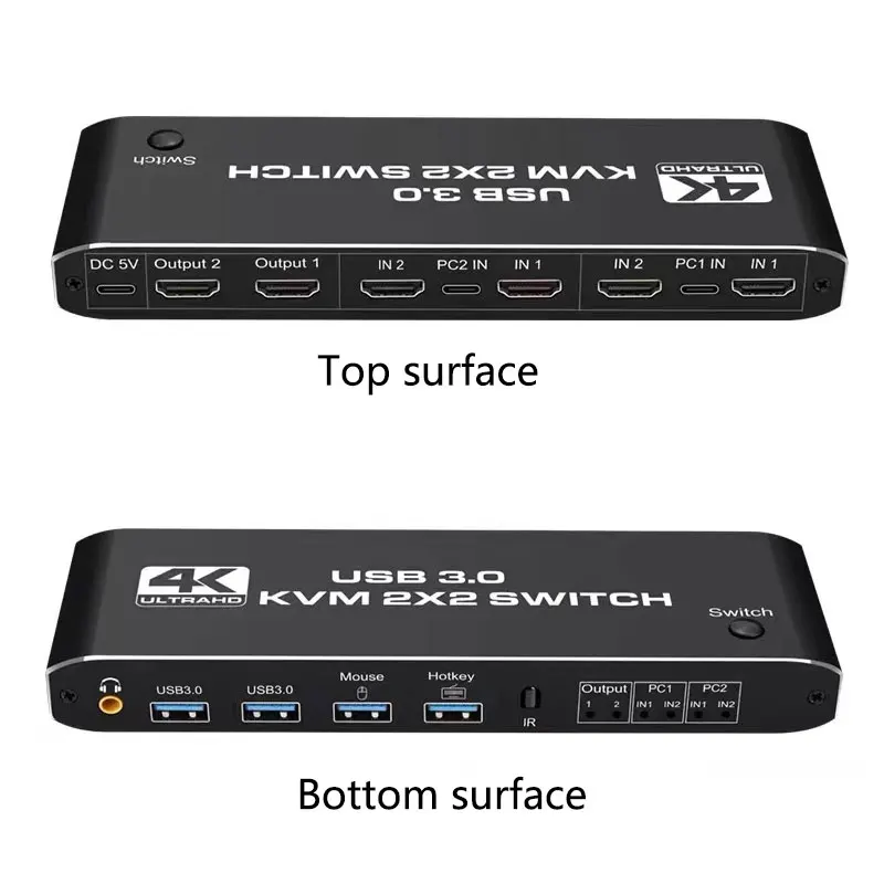 2X2 Usb Kvm Switch 4K 60Hz Dual Monitor Kvm Hdmi-Compatibel Uitgebreid Gemengd Display 2 In 2 Uit Voor 2 Computers Delen 2 Monitoren