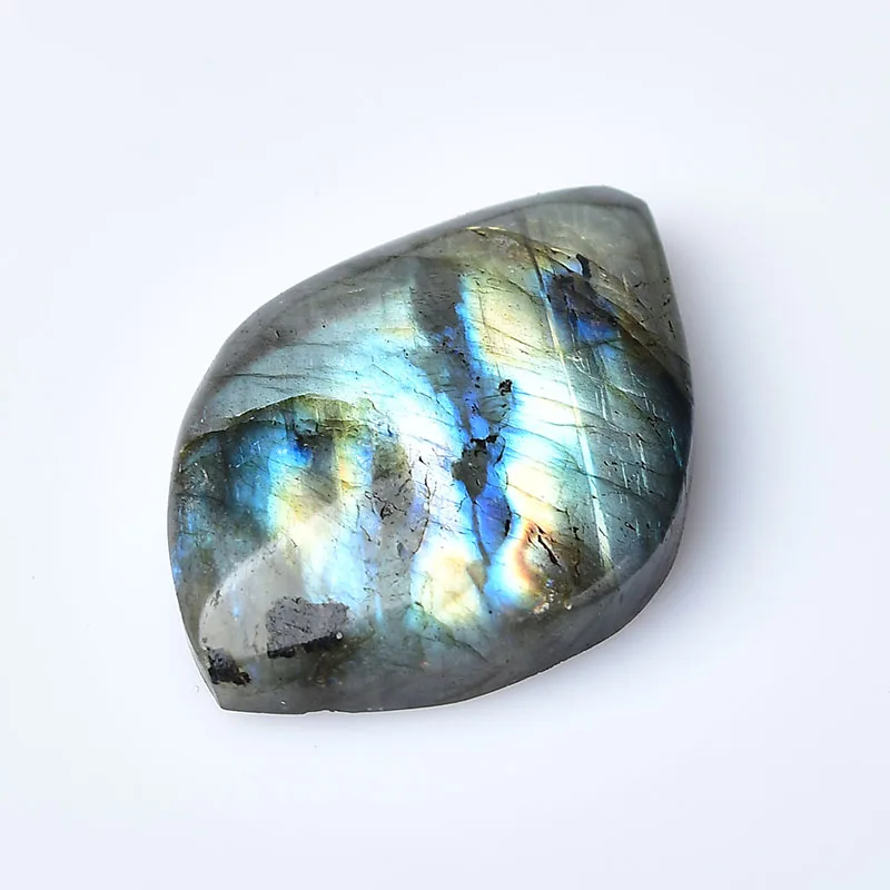 1PC 100% Natural Labradorite Original Gems Leaf Shape Polished Healing Energy Stone Charm Unisex Jewelry For Home Decor Gift Bag