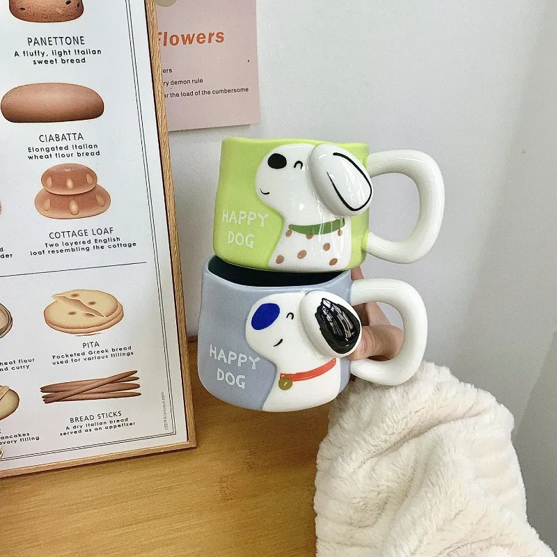 Cute Dog Mug Large Capacity Ceramic Coffee Cup for Home and Office Afternoon Tea Flower Tea Coffee Cup for Home Breakfast Mug view 4