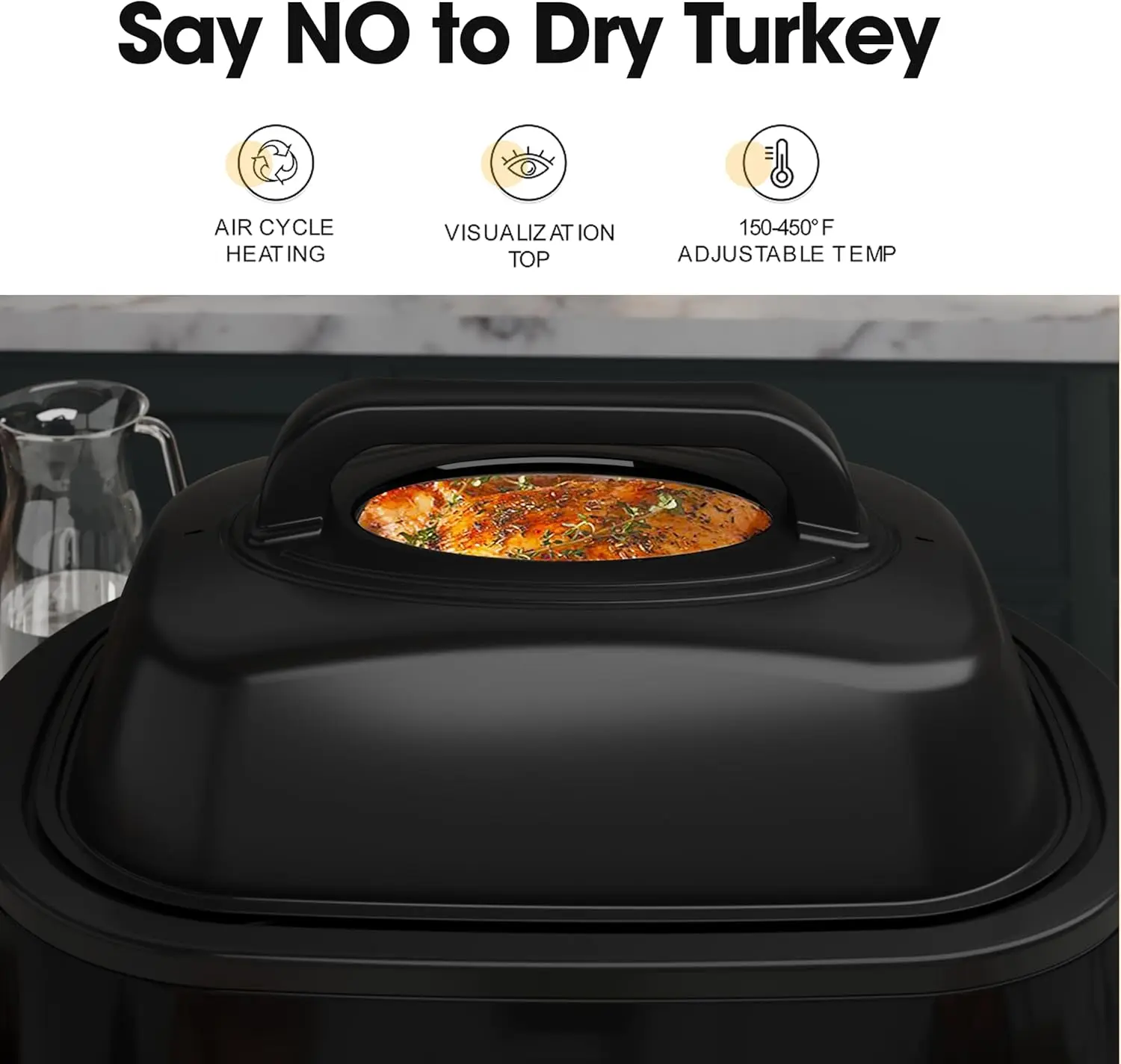 Elektrischer Bräter mit 20 Quart, elektrischer Truthahnbräter, Bräterofenbuffet, selbstbräter Deckel, abnehmbare Pfanne, Temperatur mit großer Reichweite