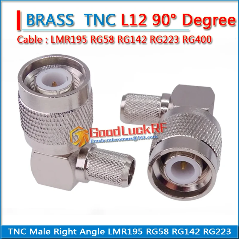 

Connector Socket TNC Male Right Angle 90 Degree Crimp for LMR195 RG58 RG142 RG223 RG400 Cable Brass RF Coaxial Adapters