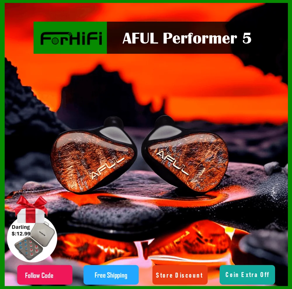 AFUL Performer 5/Performer5 1DD + 4BA In-Ear Monitors Earphones 5 Hybrid Drivers IEM Professional RLC HiFi Music Headphone 3.5mm