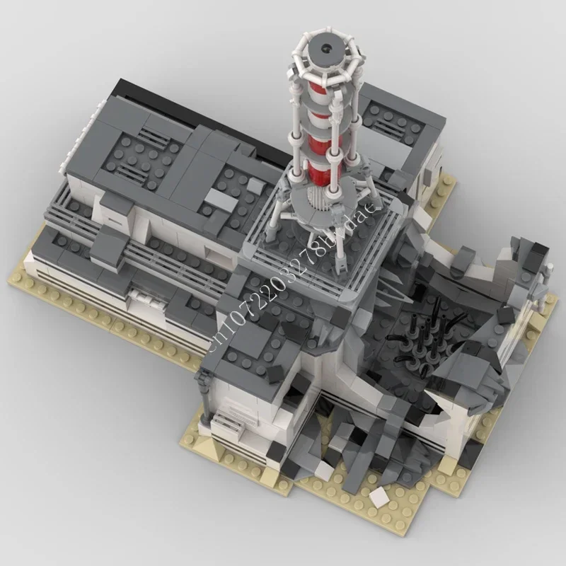 853 pièces plante électrique nucléaire catastrophe modulaire MOC créatif vue sur la rue modèle blocs de construction Architecture bricolage assemblage jouets cadeaux