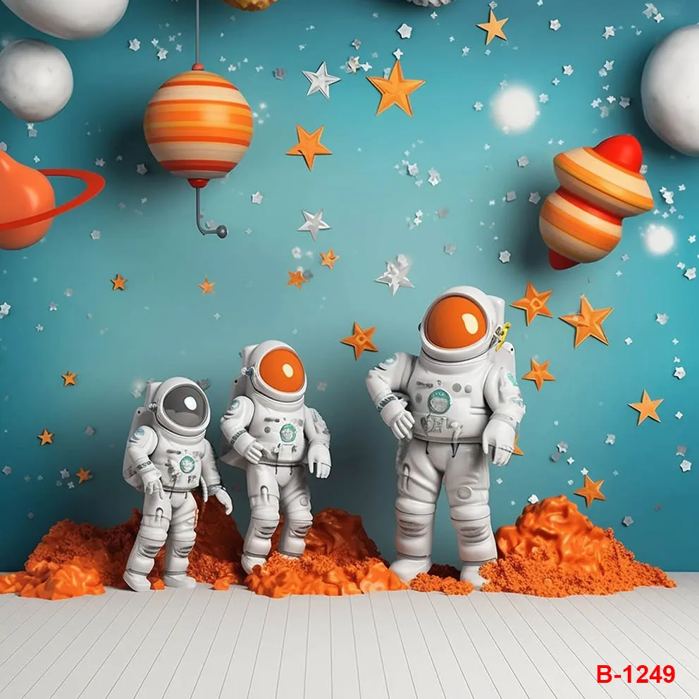 Universe Earth Space Planet Astronaut Backdrop Starry Sky Spacecraft Baby Birthday Party Photography Background Photozone Banner