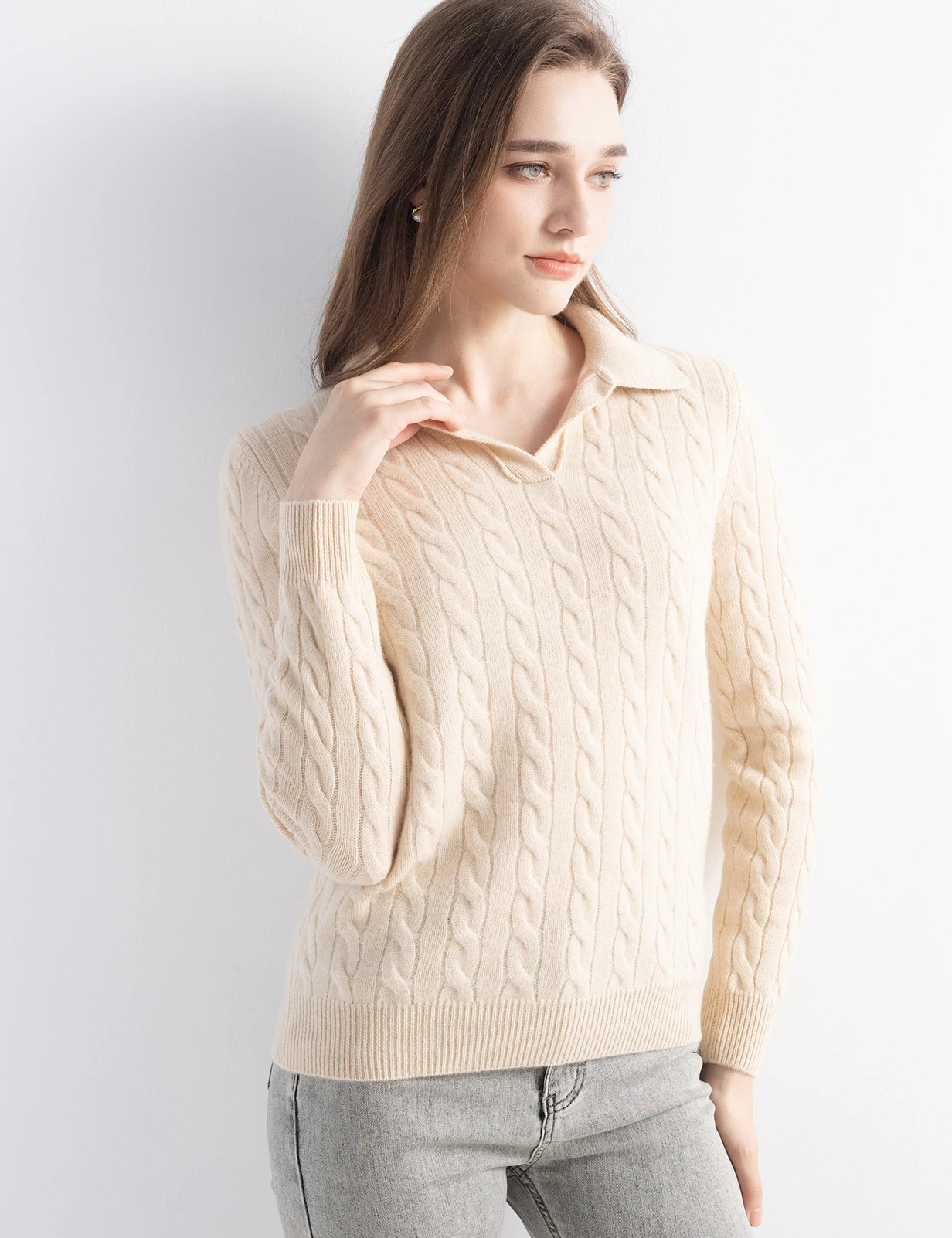 Women's Sweater 100% Pure Cashmere Sweater Fall Winter Polo Neck Long Sleeve Warm Soft Knit Pullover New Knit Tops Women Clothes