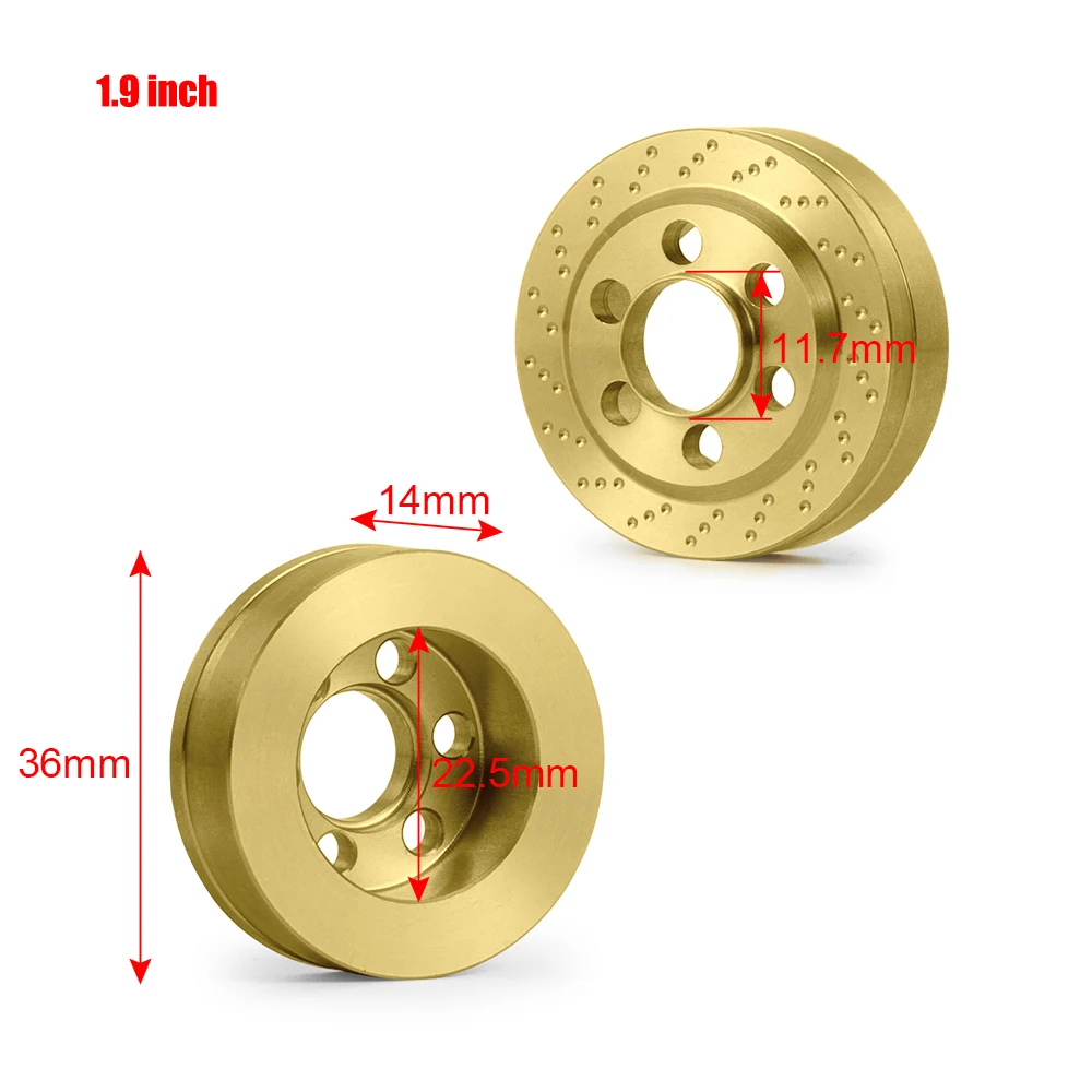 MIBIDAO 2Pcs Brass Internal Counterweight Balance Weight for TRX-4 Axial SCX10 Wraith 1/10 RC Car 1.9 2.2 inch Wheel Rims Parts