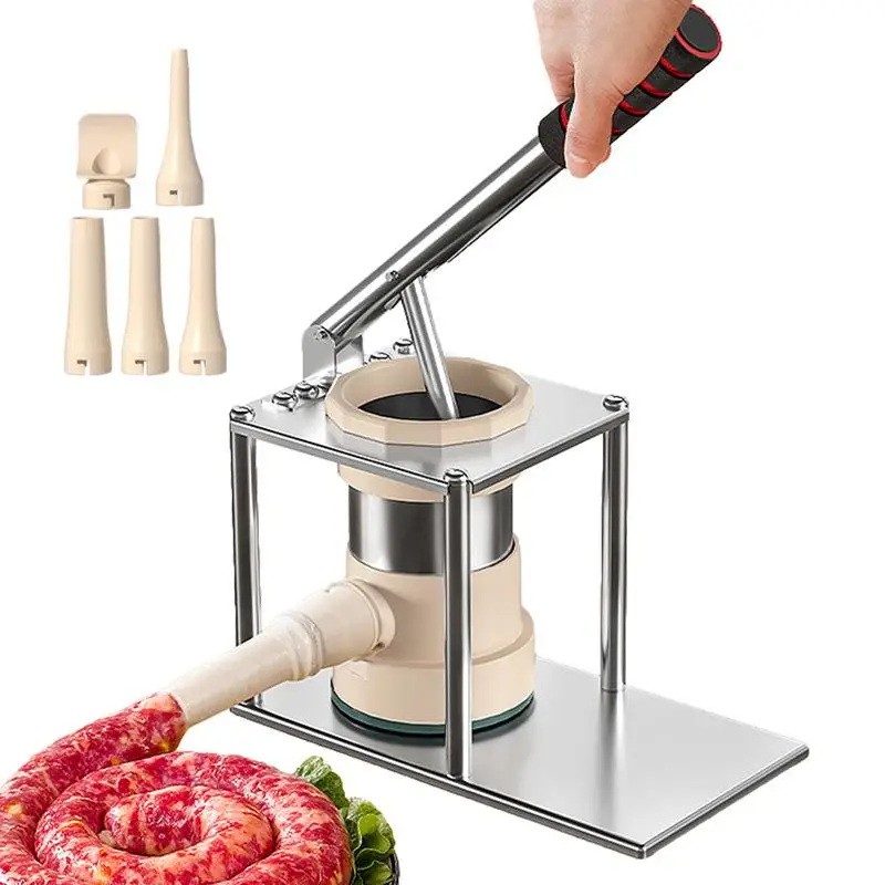 Sausage Maker Machine Vertical Stainless Steel Manual Sausage Maker Stuffing Tubes Vertical Kitchen Appliance Home Commercial