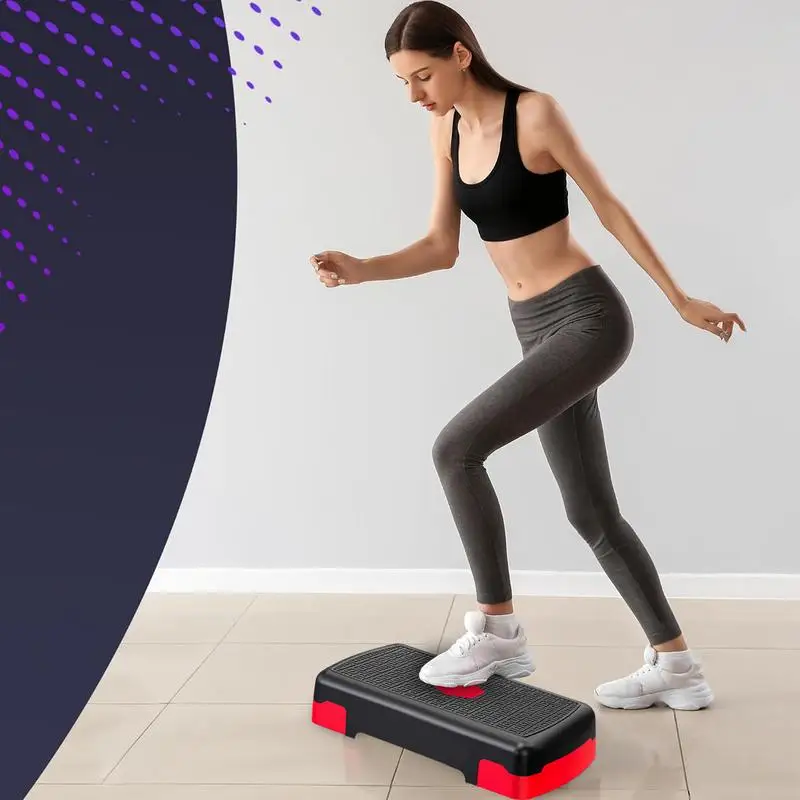 

Aerobic Stepper Adjustable Height Workout Stepper Step Board With 3 Risers For Home Gym Cardio Strength & Training Exercise