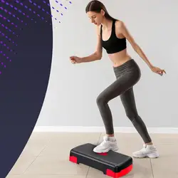 Aerobic Stepper Adjustable Height Workout Stepper Step Board With 3 Risers For Home Gym Cardio Strength & Training Exercise