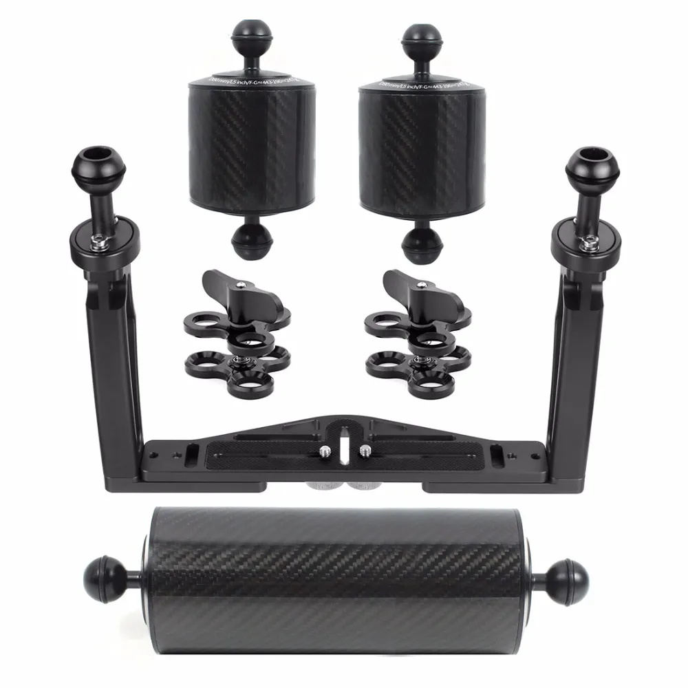 Tauchen DSLR Kamera käfig Dual Handheld Tray Halterung Buttery Clip Kohle faser Verlängerung sarm schwimmende Stativ halterung für Gopro 13 – Detail 31