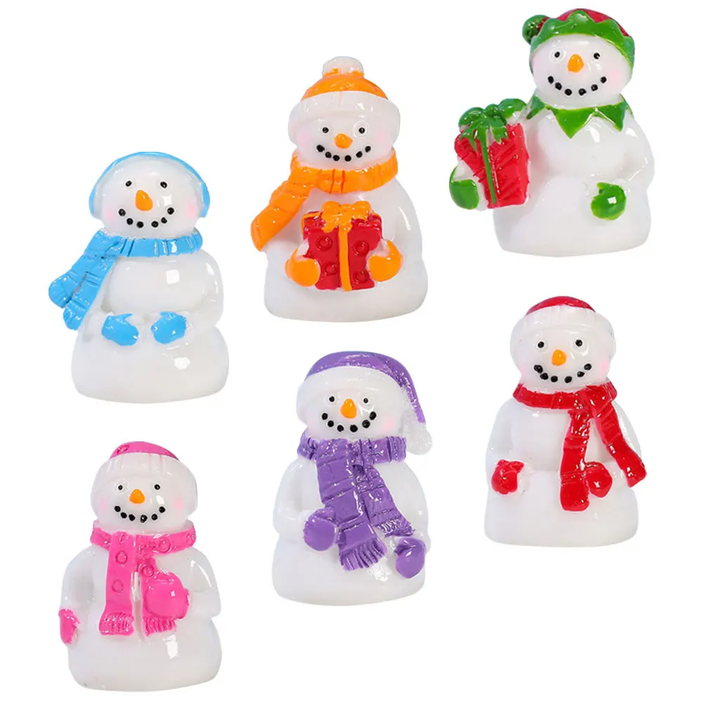 

6pcs Miniature Figurines Christmas Decorations Resin Statues Micro Winter Ornaments For Home Decoration Xmas Ornament Tiny